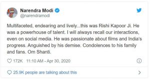 Politicians speak humble words for Rishi Kapoor  