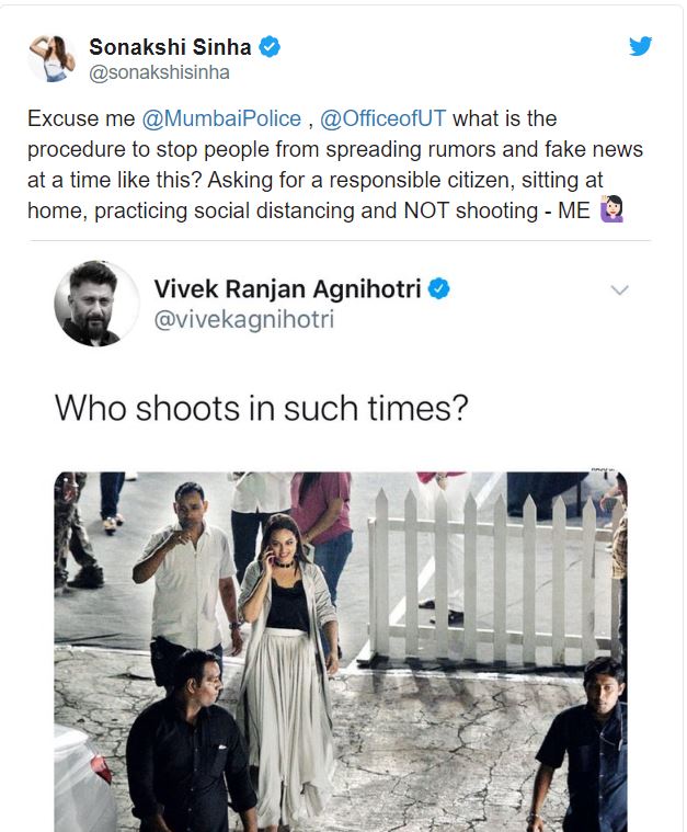 Sonakshi Sinha slams Vivek Agnihotri for spreading fake rumors  