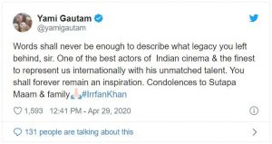 Bollywood pays tribute to Irrfan Khan as they lose a gem  