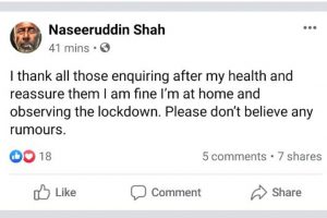 Naseeruddin Shah's official health statement  