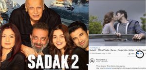 Sadak 2 becomes the most disliked Bollywood trailer on YouTube  