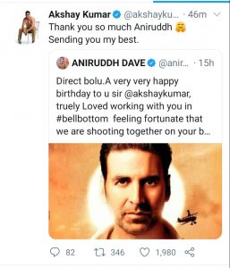 Akshay Kumar's special birthday wish from Bell-Bottom co-star Anirudh Dave  