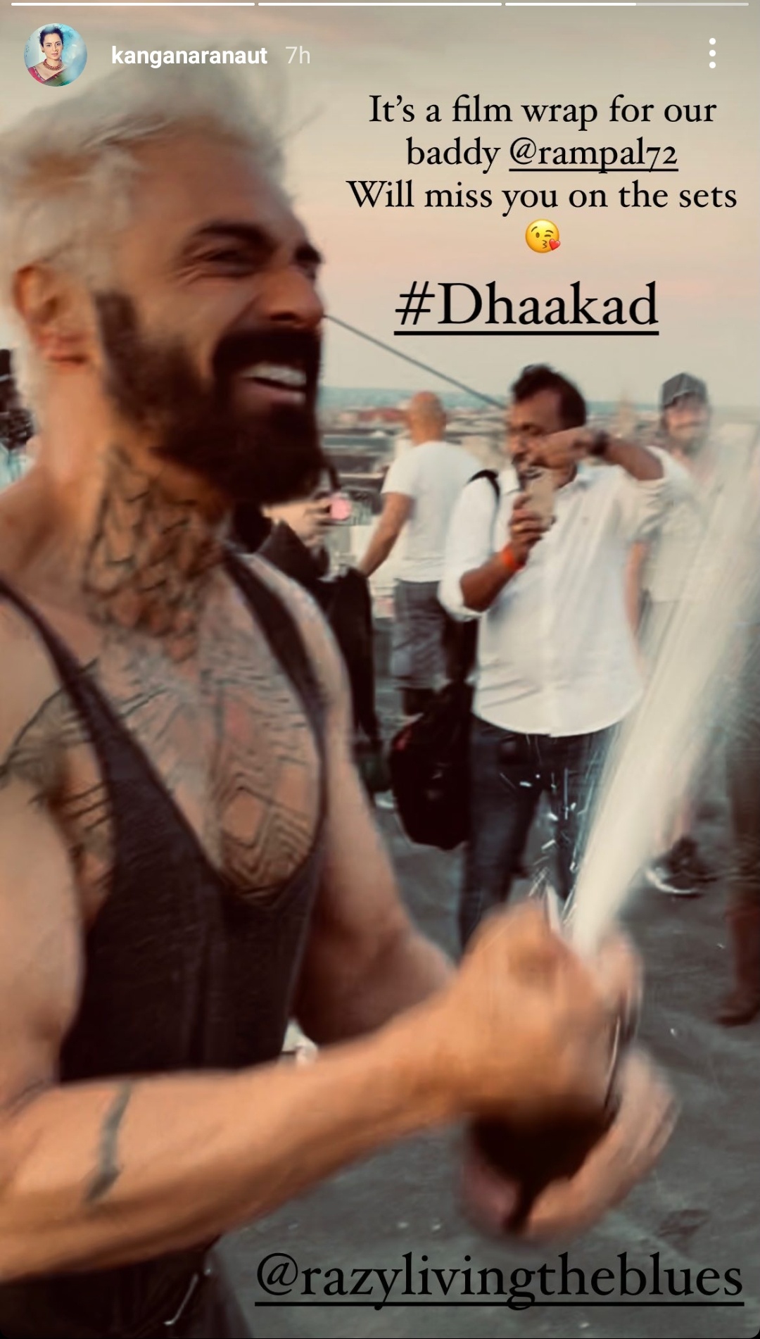 Bollywood actor Arjun Rampal wraps up the shooting for Dhaakad with a champagne pop  