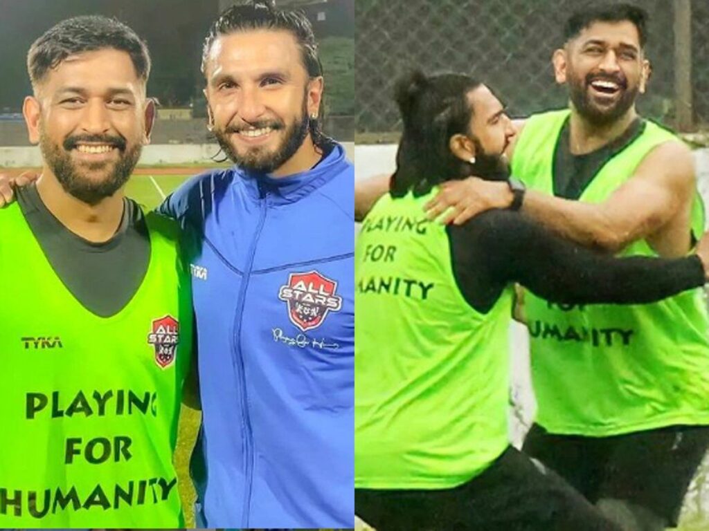 Ranveer Singh and MS Dhoni's bromance | Ranveer Singh Gives MS Dhoni the Biggest Hug as They Play Football Together  