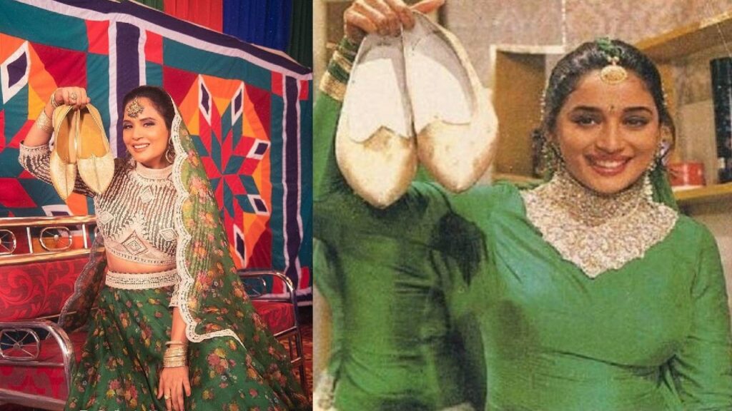 Actress Richa Chadha recreates Madhuri Dixit’s iconic look from ‘Hum Aapke Hain Kaun’