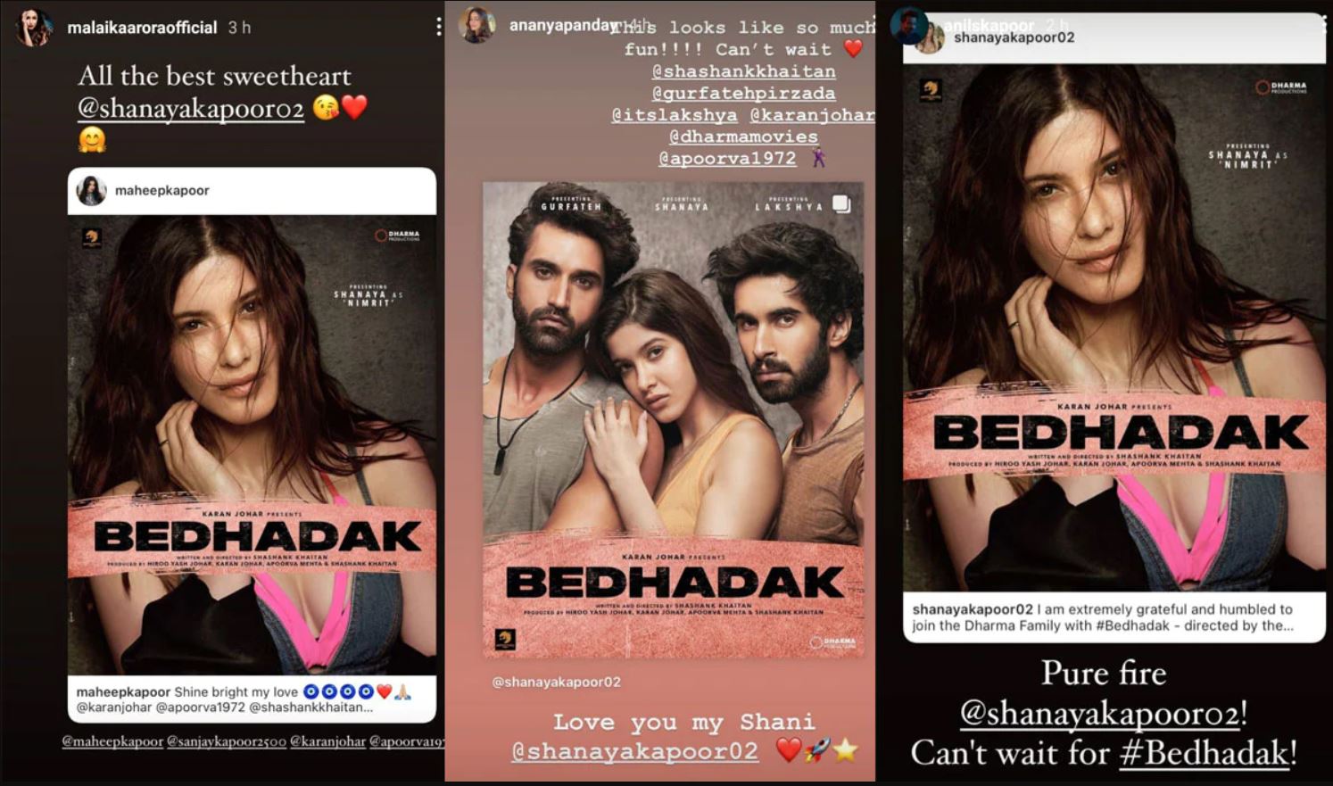 Suhana Khan, Arjun Kapoor & more Bollywood clan react to Shanya Kapoor's debut film Bedhadak  