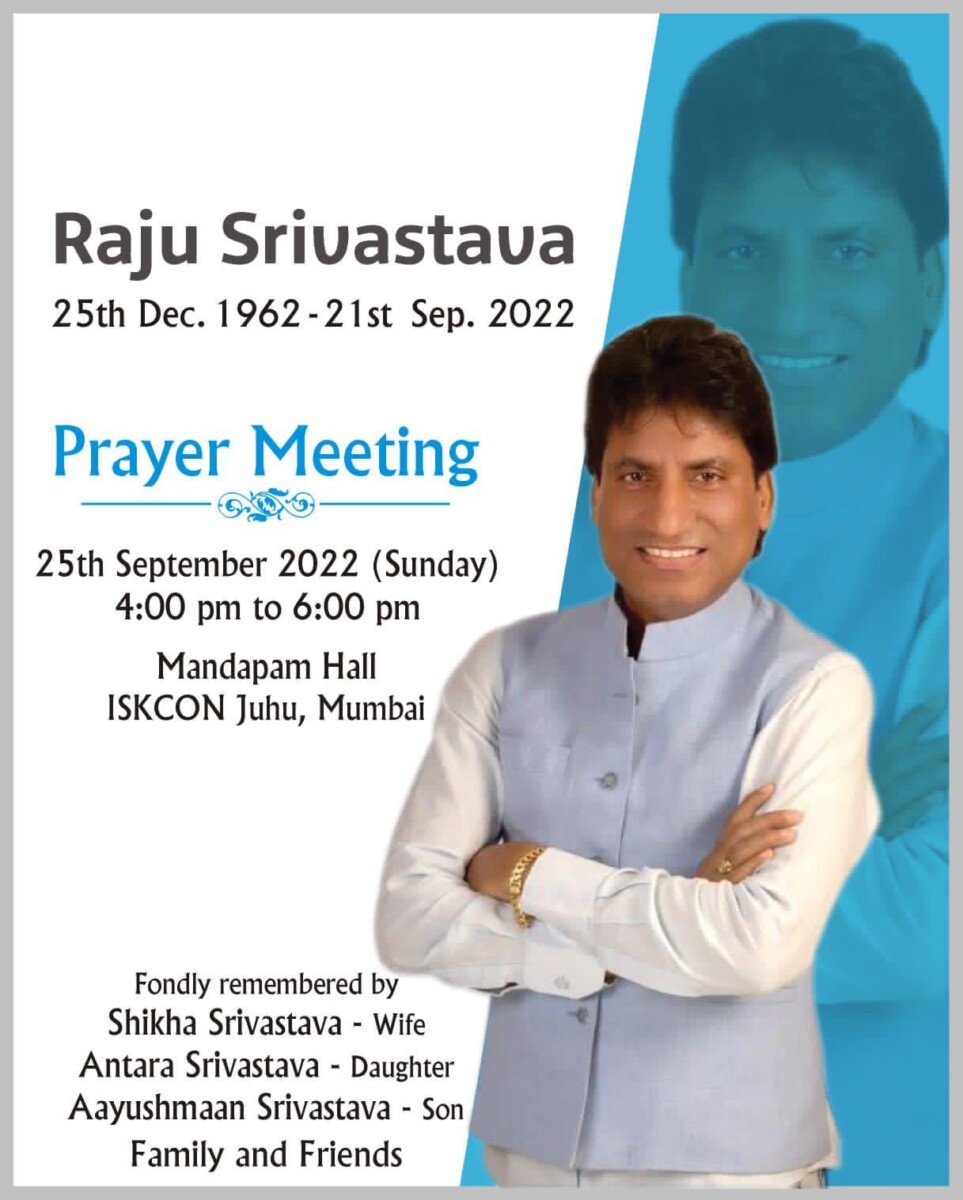 Raju Srivastava's Prayer Meet To Take Place At ISCKON JUHU  