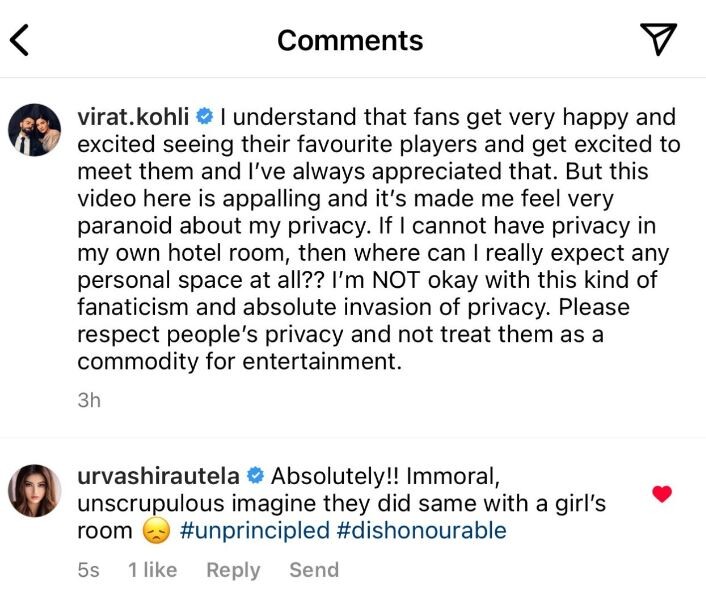 Virat Kohli viral video controversy - Urvashi Rautela comments!  