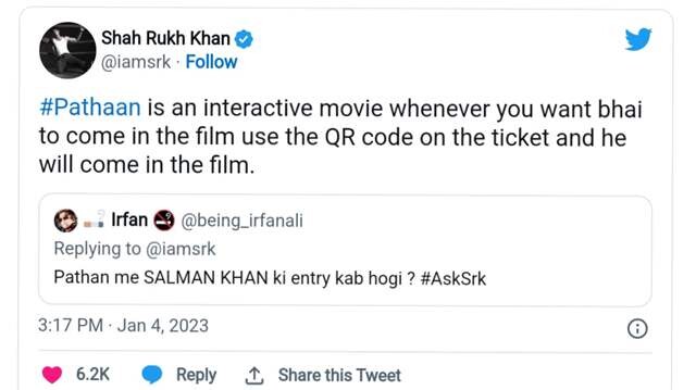#AskSRK: SRK Gives Hint About Salman Khan's Bit In Pathaan  