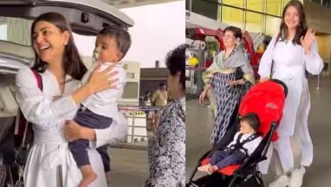 See pics! Kajal Aggarwal papped with son at the Airport