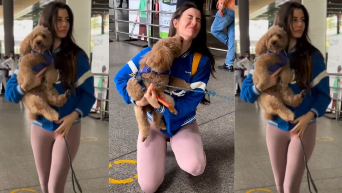 See Now! cute Reunion video of Giorgia Andriani & pet Hugo at airport